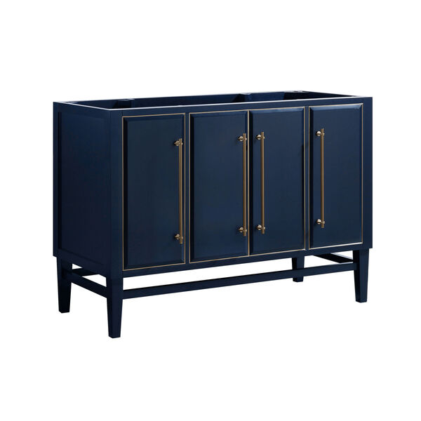 Navy Blue 48-Inch Bath vanity Cabinet with Gold Trim, image 2