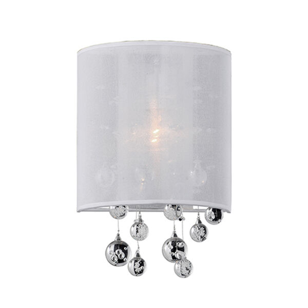 Chrome Eight-Inch One-Light Wall Sconce with White Shade, image 1