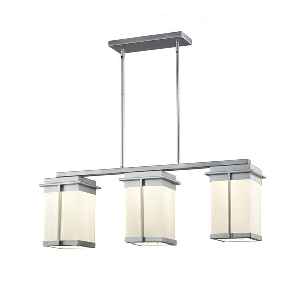 Fusion - Pacific Brushed Nickel Eight-Inch Three-Light LED Outdoor Chandelier with Opal Shade, image 1