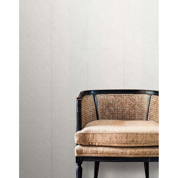 Tropics White Silver Palm Chevron Non Pasted Wallpaper - SAMPLE SWATCH ONLY, image 6