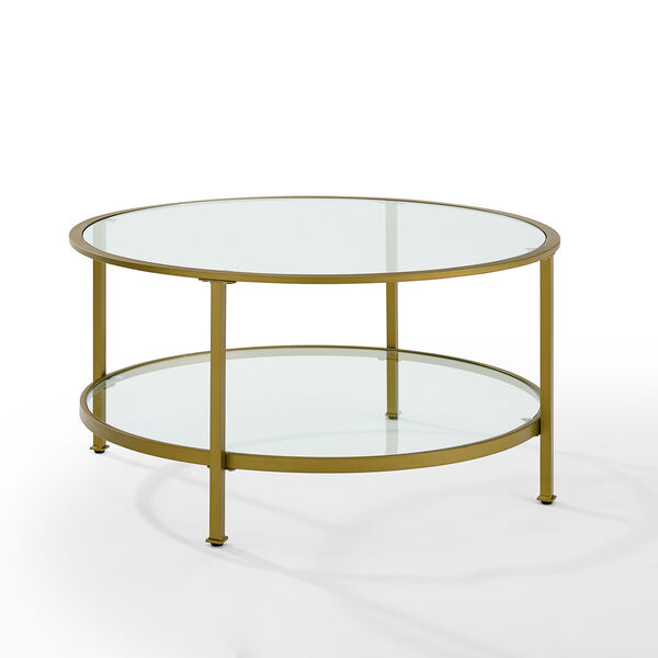 Aimee Gold Metal and Glass Coffee Table, image 1