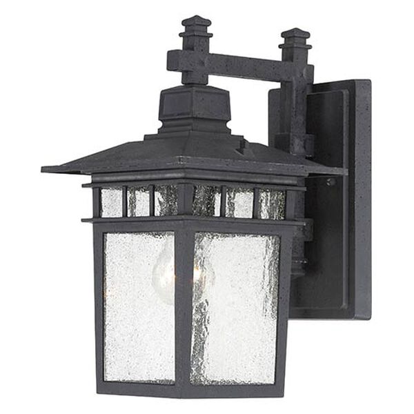 Cove Neck Textured Black One-Light 14-Inch High Outdoor Wall Lantern with Clear Seeded Glass, image 1