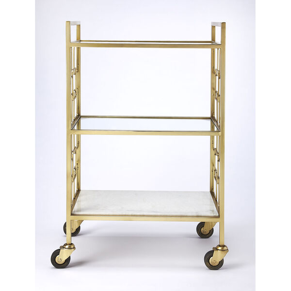 Arcadia Polished Gold Bar Cart, image 3