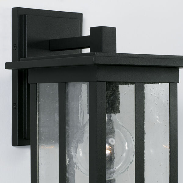 Barrett Black One-Light Outdoor Wall Lantern with Antiqued Glass, image 5