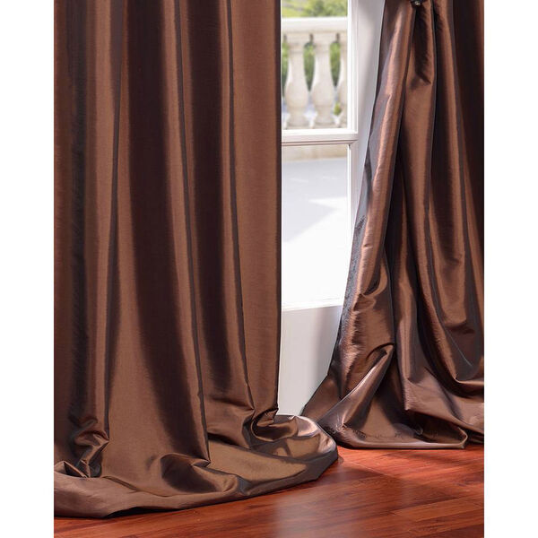 Half Ds Copper Brown 108 X 50, Copper Brown Faux Silk Taffeta Curtain Panel