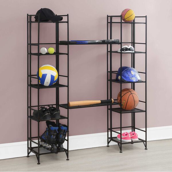 Xtra Storage Five-Tier Folding Metal Shelves with Set of Two Extension Shelves, image 2