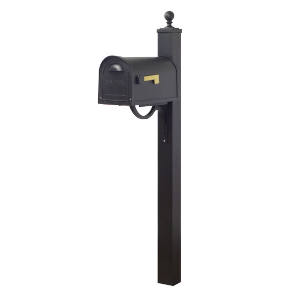 Classic Curbside Mailbox with Locking Insert and Springfield Mailbox Post in Black, image 2