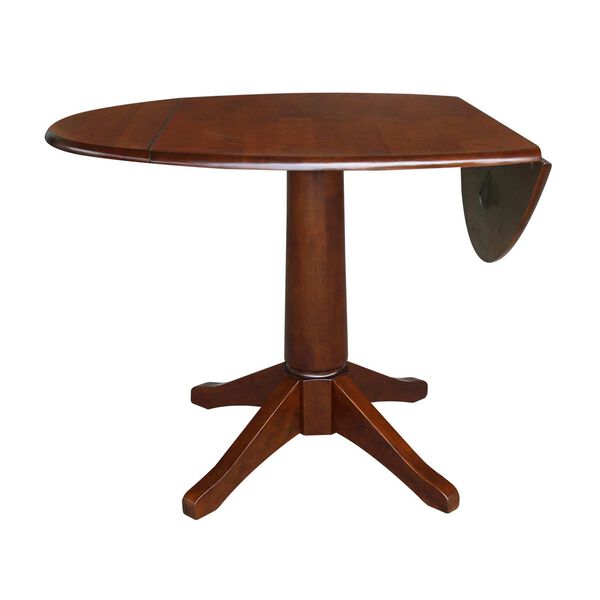 Espresso 30-Inch Round Dual Drop Leaf Pedestal Dining Table, image 2
