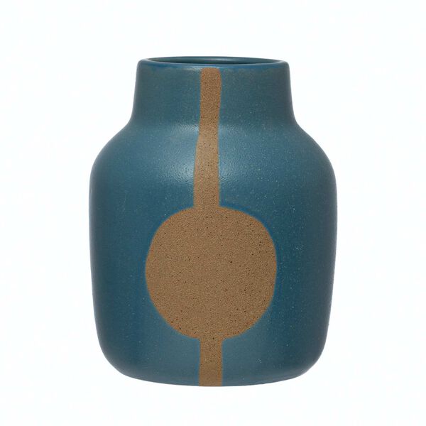 Blue Abstract Design Stoneware Vase, image 1