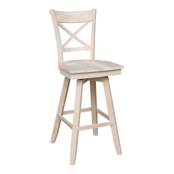 Natural Bar Height Table With Two Cross Back Swivel Bar Stool, Three-Piece, image 4