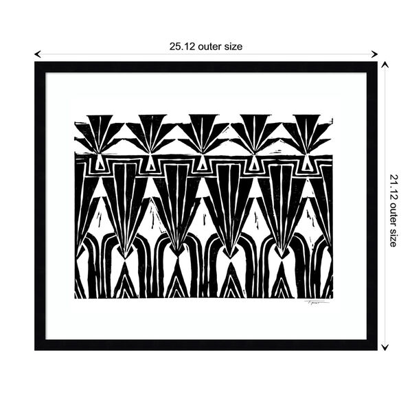 Statement Goods Black Repeating Art Deco Pattern 25 x 21 Inch Wall Art, image 3