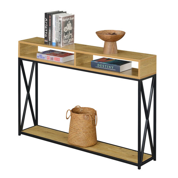 Tucson English Oak and Black Two Tier Console Table, image 3