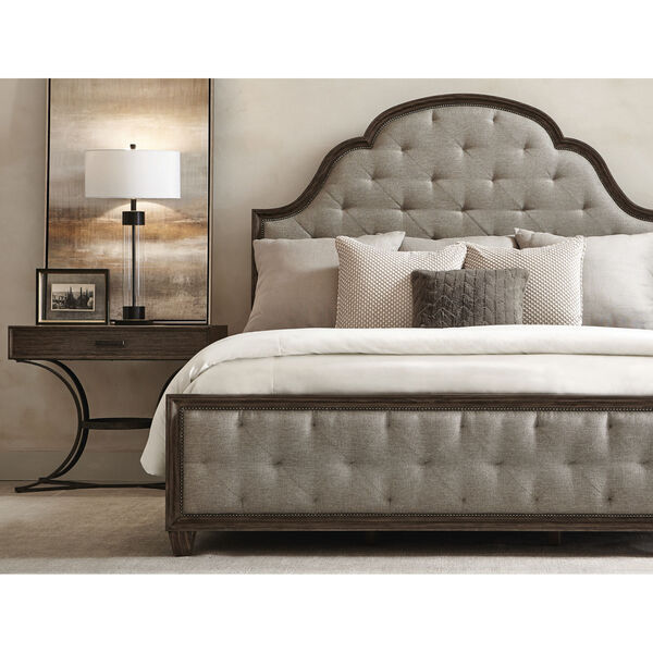 Taupe Canyon Ridge Upholstered Tufted Bed, image 4