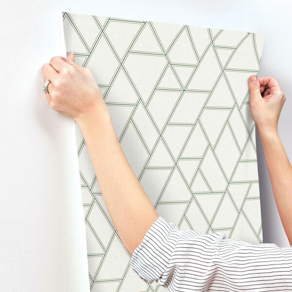 Grandmillennial White Green Pathways Pre Pasted Wallpaper - SAMPLE SWATCH ONLY, image 3
