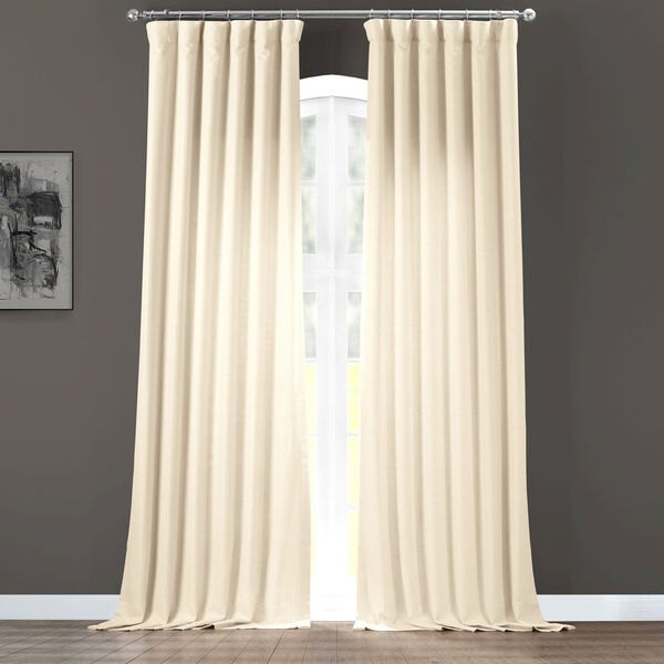 Italian Faux Linen Parchment Cream 50 in W x 108 in H Single Panel Curtain, image 2