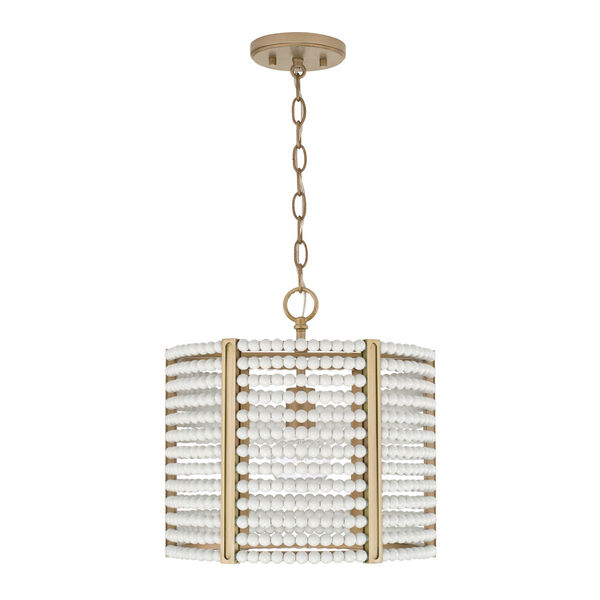Brynn Aged Brass Painted One-Light Semi-Flush or Pendant with Pated Wooden Beads, image 6