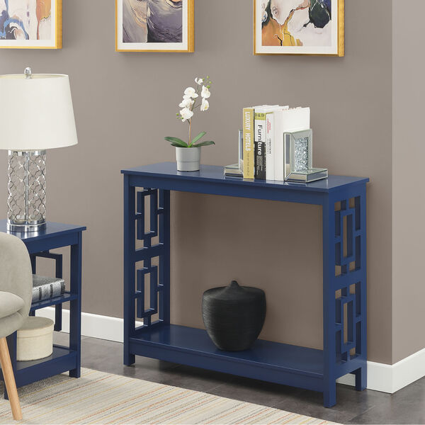 Town Square Cobalt Blue Console Table with Shelf, image 1