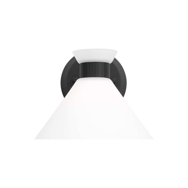 Belcarra Midnight Black One-Light Bath Sconce with Etched White Glass by Drew and Jonathan, image 1