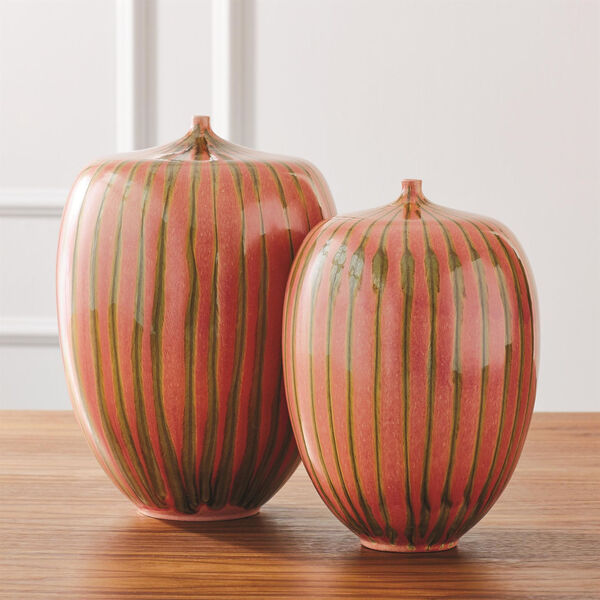 Studio A Home Brown and Pink Large Striped Melon Vase, image 2