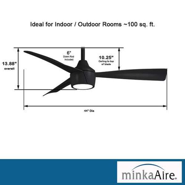 Skinnie Coal 44-Inch LED Outdoor Ceiling Fan, image 5