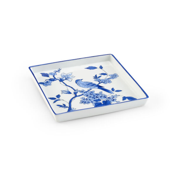 Blue and White Bird Square Tray, image 1