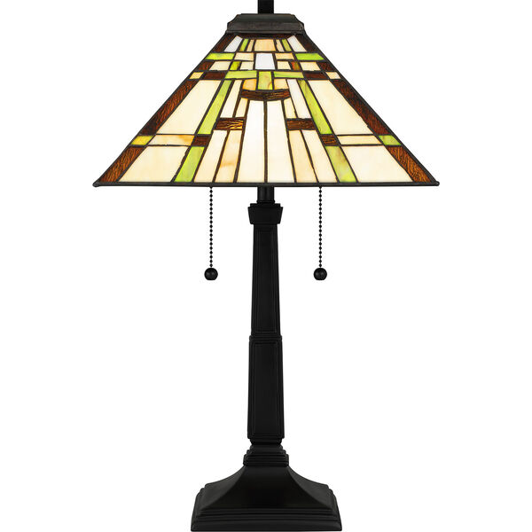 Mill Run Matte Black Two-Light Tiffany Table Lamp, image 5