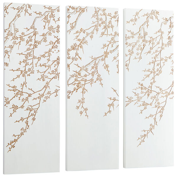 White and Gold Cherry Blossom Wall Art, image 1