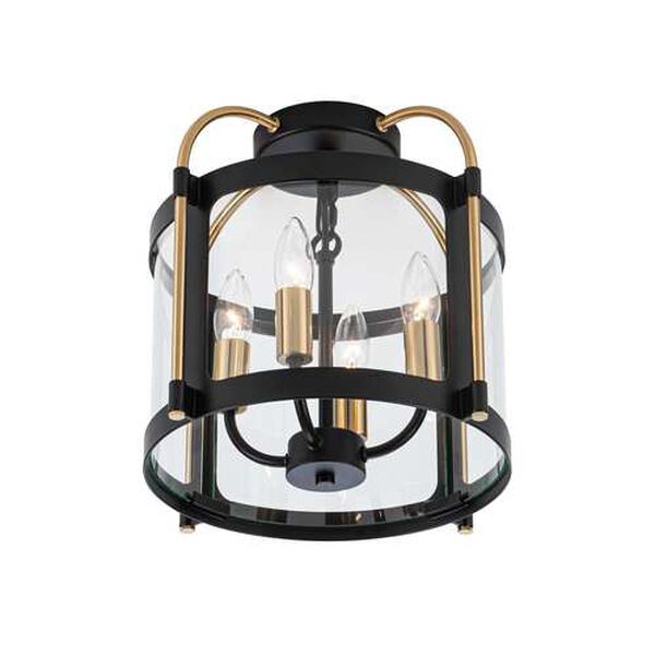 Bonita Black Brushed Brass Four-Light LED Flush Mount, image 3