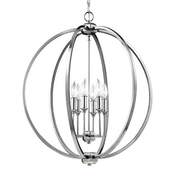 Monticello Polished Nickel Six-Light Chandelier, image 1