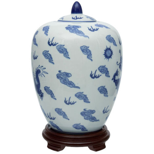 Dragon Blue and White Porcelain Vase Jar, image 2