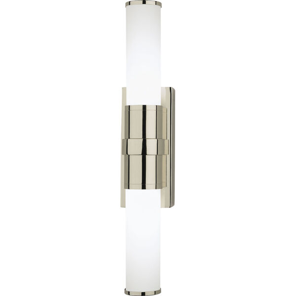 Roderick Polished Nickel Two-Light LED Wall Sconce With White Frosted Glass Shades, image 1