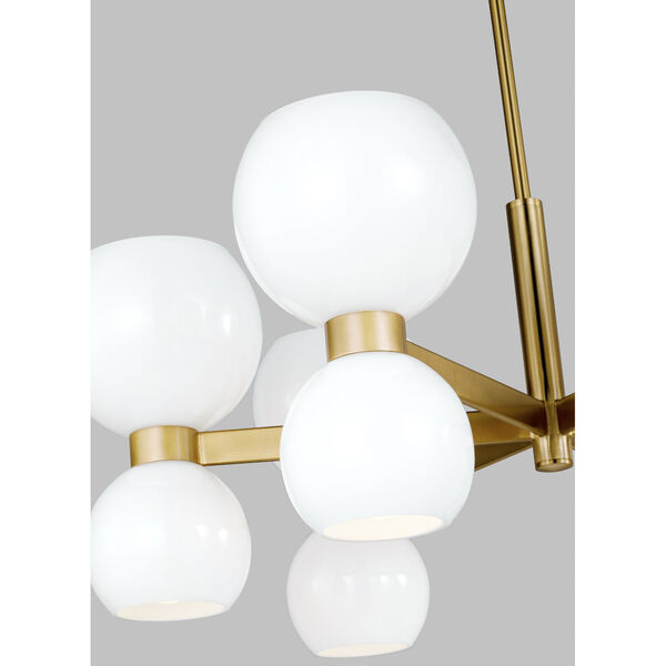 Londyn Burnished Brass 12-Light Chandelier with Milk White Shade, image 2