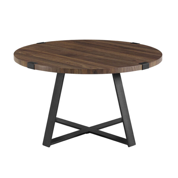 Dark Walnut and Black Round Coffee Table, image 3