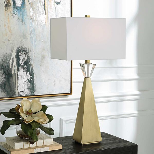 Arete Antique Brass White One-Light Table Lamp, image 1