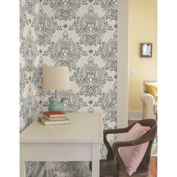 Cottontail Toile Linen and Charcoal Peel and Stick Wallpaper, image 1