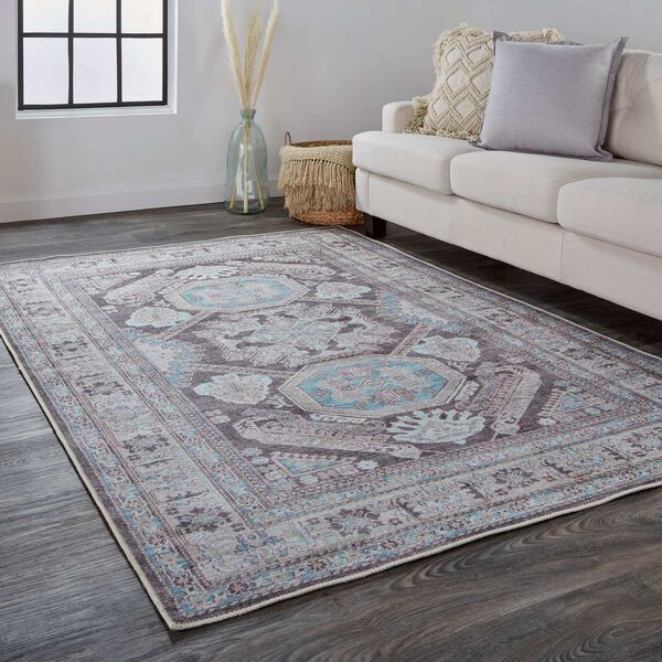 Percy Gray Taupe Blue Area Rug, image 3