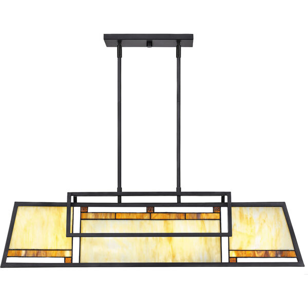 Atwater Matte Black Four-Light Island Chandelier with Tiffany Glass, image 3