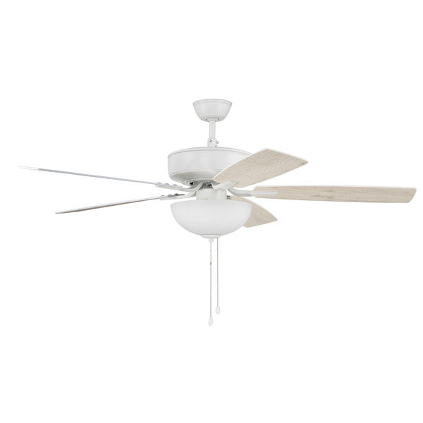 Pro Plus White 52-Inch Two-Light Ceiling Fan with White Frost Bowl Shade, image 4