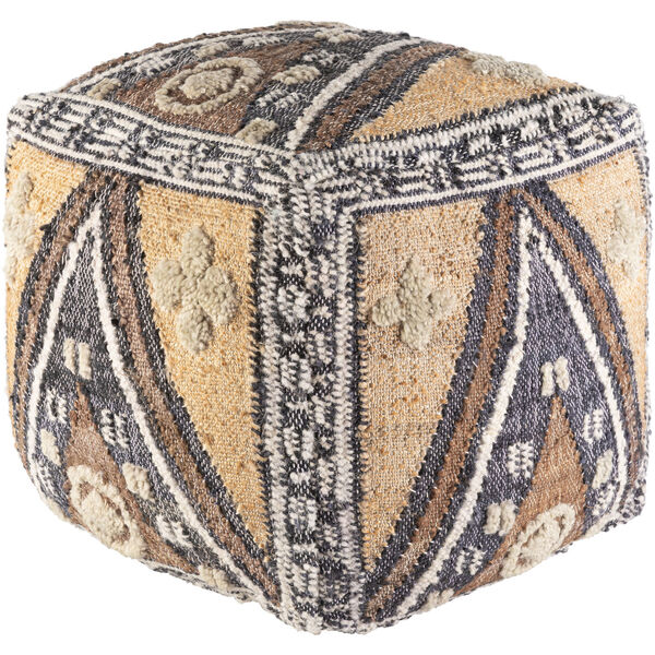 Luanda Beige and Brown Pouf, image 1
