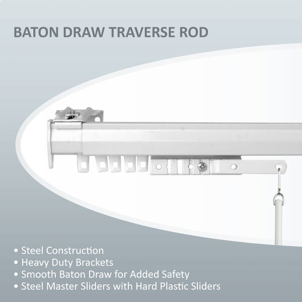 Baton Draw White Double Traverse Rod, image 5
