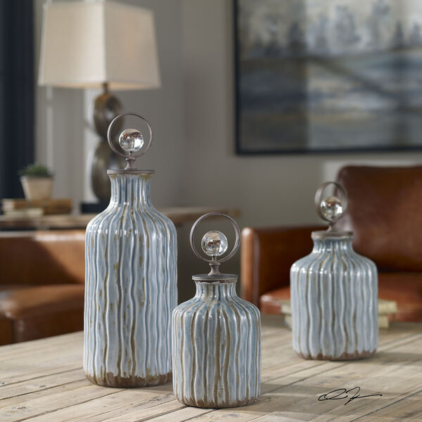 Mathias Gray and Blue Vessels, Set of 3, image 2
