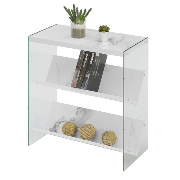 Soho White Faux Marble with Glass 28-Inch Book Case, image 2