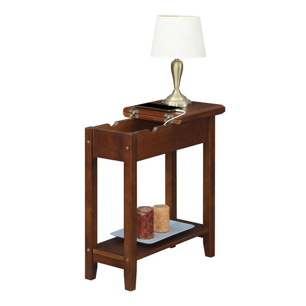 American Heritage Espresso Flip Top End Table with Charging Station, image 3