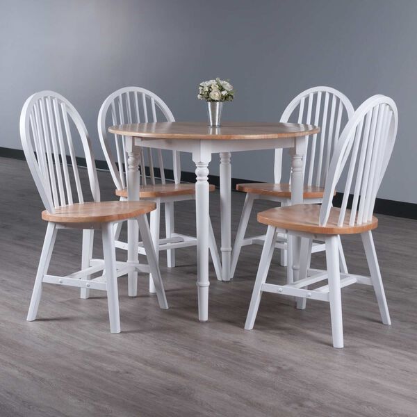 Sorella Natural White Drop Leaf Dining Table with Windsor Chairs, image 2