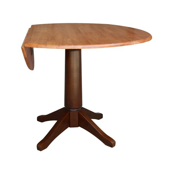 Cinnamon and Espresso 30-Inch High Round Dual Drop Leaf Pedestal Table, image 2