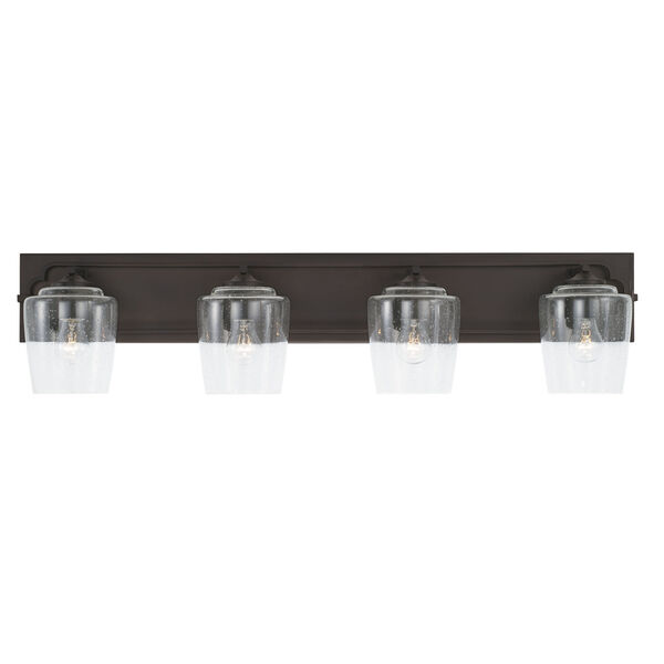 Merrick Old Bronze Four-Light Bath Vanity with Clear Seeded Glass Shades, image 2
