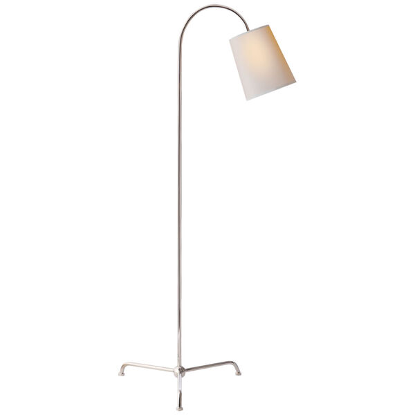 Mia Floor Lamp in Polished Nickel with Natural Paper Shade by Thomas O'Brien, image 1
