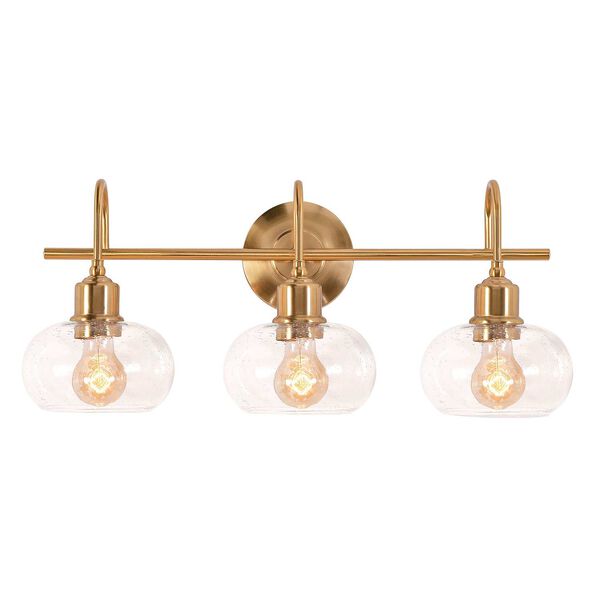 Laney Vintage Gold and Clear Three-Light Bath Vanity, image 4
