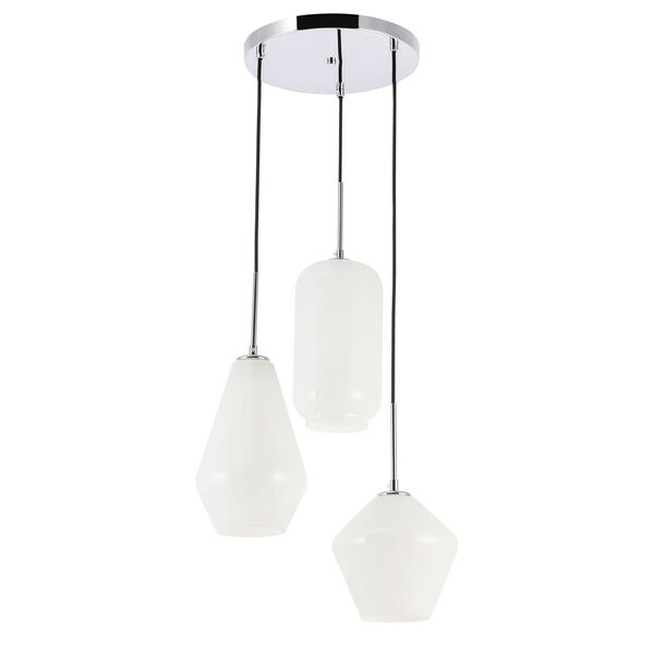 Gene Chrome 17-Inch Three-Light Pendant with Frosted White Glass, image 5