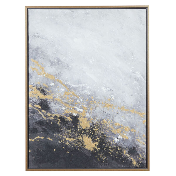 Black and Gold Abstract Canvas Wall Art, 40-Inch x 30-Inch, image 2
